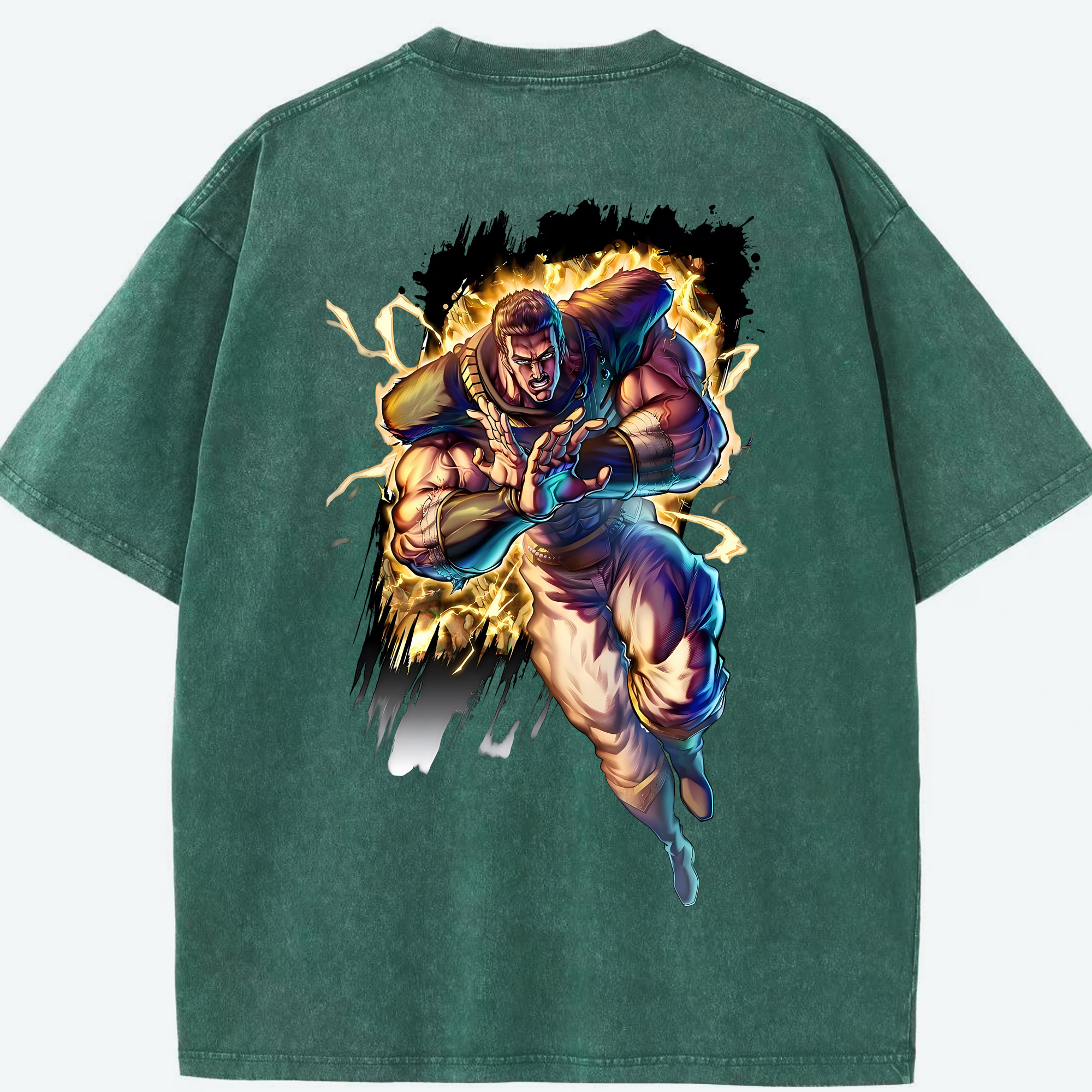 （画像用） 北斗の拳 Fist of the North Star 綿100% ヴィンテージ風 半袖Tシャツ（背面プリント）